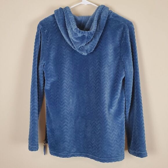Stan Herman Blue Chevron Soft Plush Zip Up Hooded Jacket Size medium - Picture 6 of 6